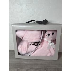 UGG Bixbee Bootie Sleepers And Lovey Bear Stuffie Blanket in Seashell Pink NEW!!